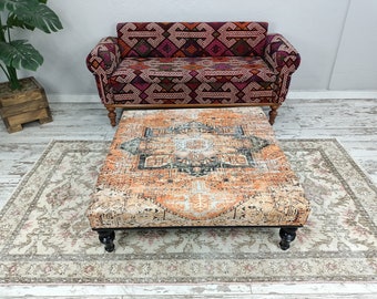Coffee Table, Handmade Furniture, Ottoman Bench, Sitting Bench, Living Room Table, Dining Table, Home Decor, Upholstered Table, 36x36''