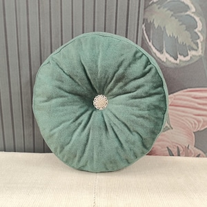 sage green pillow, button tufted pillow, retro pillow, round throw pillow, bedding pillow, euro sham pillow, bolster pillow, PT Sage 01
