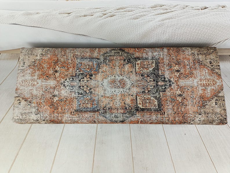 Upholstered Bedroom Bench, Turkish Rug Ottoman, Wooden Coffee Table, Kitchen Furnitures, Window Bench Seat, Padded Pouffe Ottoman, BENCH 794 image 13