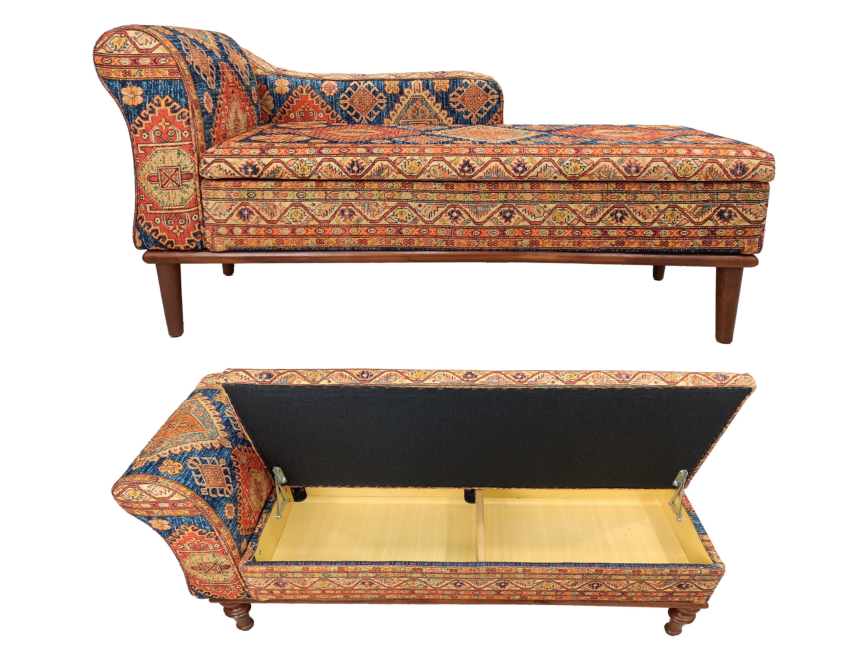 Storage Chaise Handmade Furniture Farmhouse Sofa Upholstered Sofa Chaise Lounge Chair Meditation Seat Sofa Couch Armed Bench SOFA 63 Etsy