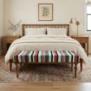 Handmade bench, Kilim covered bench, Mudroom bench, Retro bench, Dining table bench, Long seat, Ottoman bench, 18x18x48'', BENCH 1130