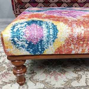 Ottoman coffee table, Handmade bench, Mid table bench, Dining table, Living room table, Upholstered bench, Bohemian bench, Footstool bench