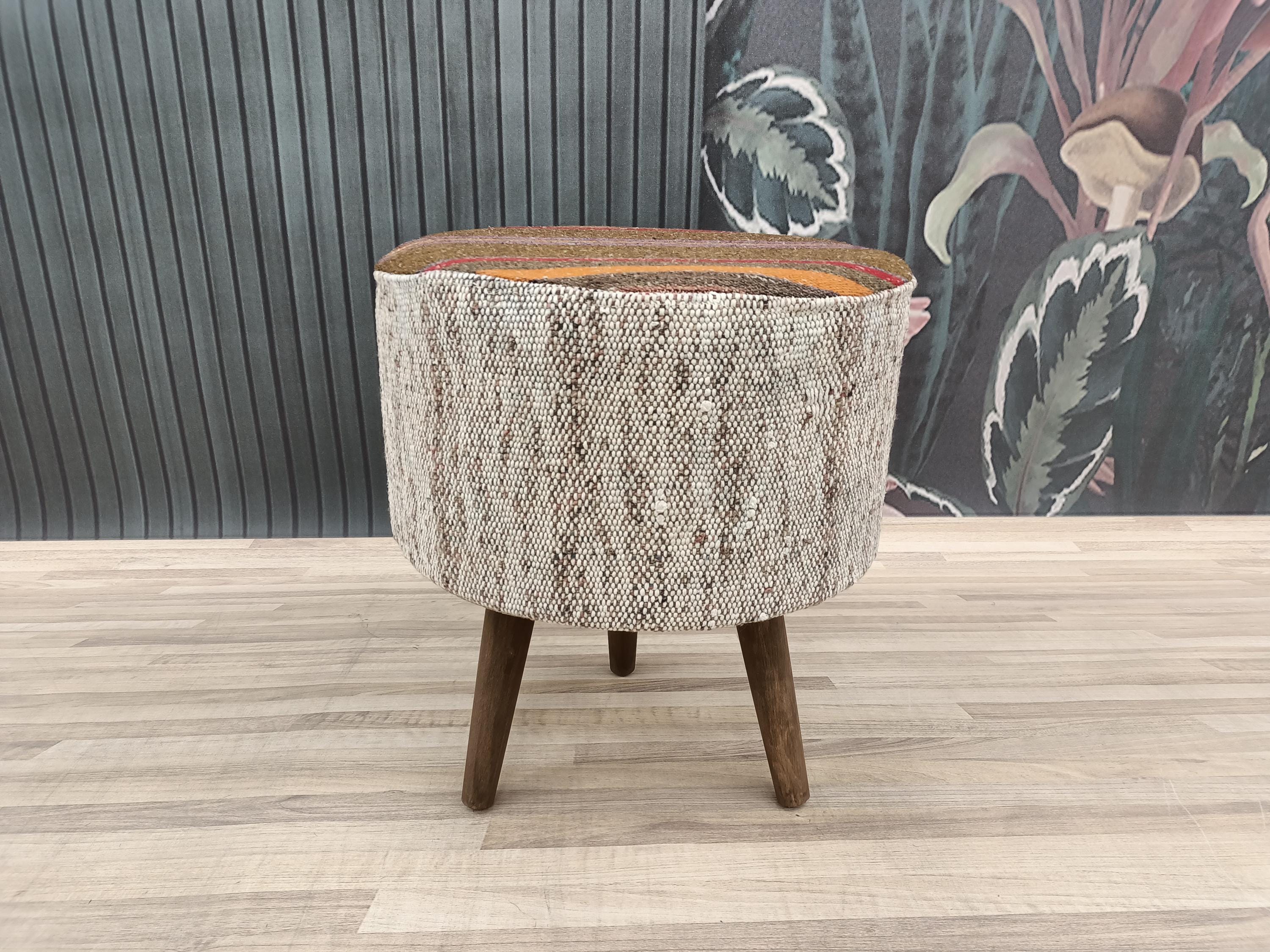 Kilim Covered Stool, Pouf Stool, Meditation Stool, Ottoman for Bedroom ...