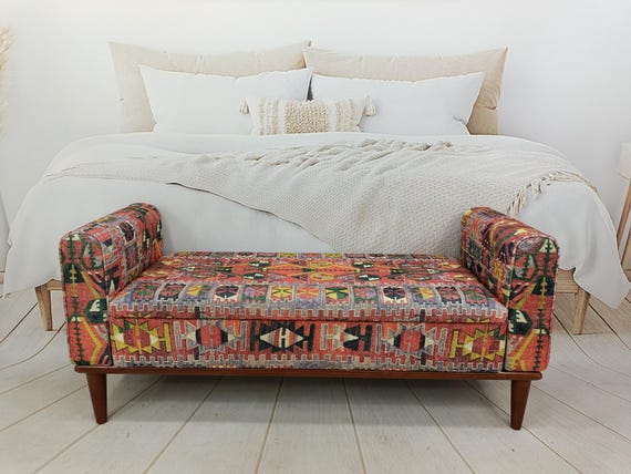 Armed Ottoman Bench, Living Room Bench, Upholsterd Sofa Couch, Handmade Furniture, Hallway Bench, Storage Bench, Yoga Seat, ST 18x51 881