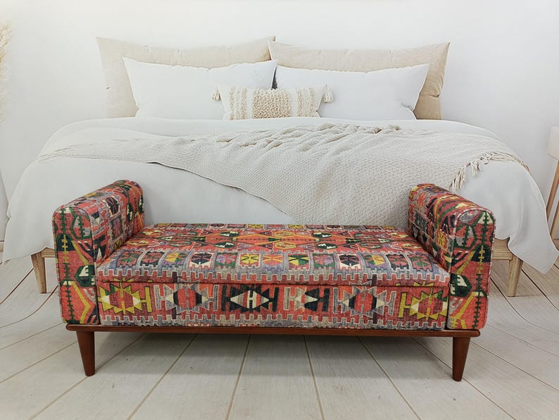 Armed Ottoman Bench, Living Room Bench, Upholsterd Sofa Couch, Handmade Furniture, Hallway Bench, Storage Bench, Yoga Seat