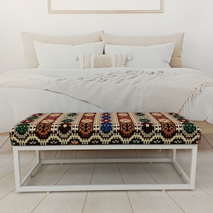 Ottoman bench, Bedroom bench, Vanity bench, Footstool bench, Kilim bench, Bathroom bench, Sitting bench, Artisantal bench, Footrest, MTL 31