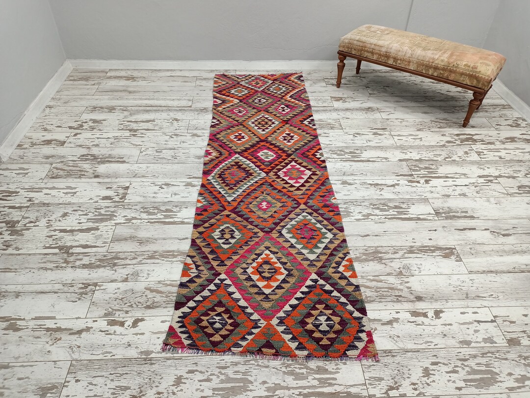 Geometric Pattern Rug, Runner Area Rug, Vintage Turkish Rug, Herki Rug ...