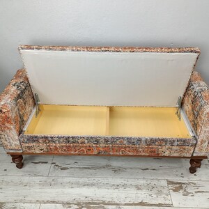 Lounge furniture, Orange sofa couch, Textile Art sofa, Rug upholstered sofa, Bench with arms, Sectional sofa, Storage seating, MTL 18x51 794 image 2
