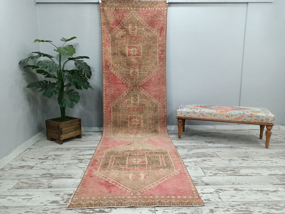 Pink Brown Rug Hallway Rug Entryway Rug Stair Rug Kitchen Etsy
