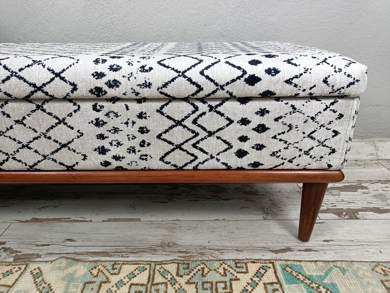 handmade ottoman bench, upholstered bench, bedroom bench, storage ottoman, living room bench, hallway storage, shoe storage