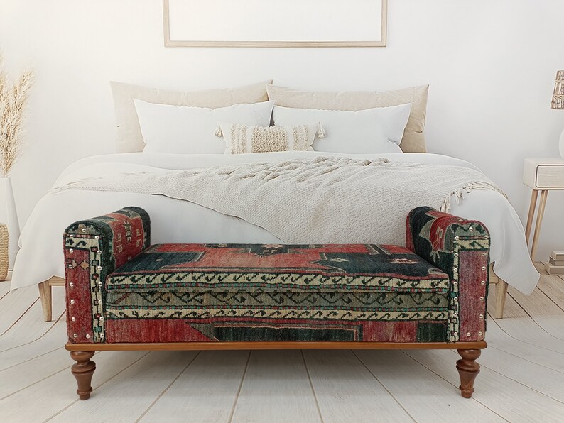 Ottoman Bench With Arms Storage Bench Boho Furniture Etsy