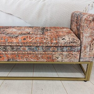 Lounge furniture, Orange sofa couch, Textile Art sofa, Rug upholstered sofa, Bench with arms, Sectional sofa, Storage seating, MTL 18x51 794 image 4