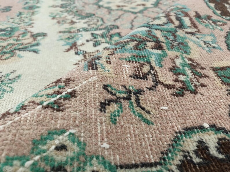 botanical rug, handmade wool rug, multicolor rug, turkish oushak rug, foyer rug, rug for gift, vintage rug, amazing rug, 3.8x6.9 ft, VT 764