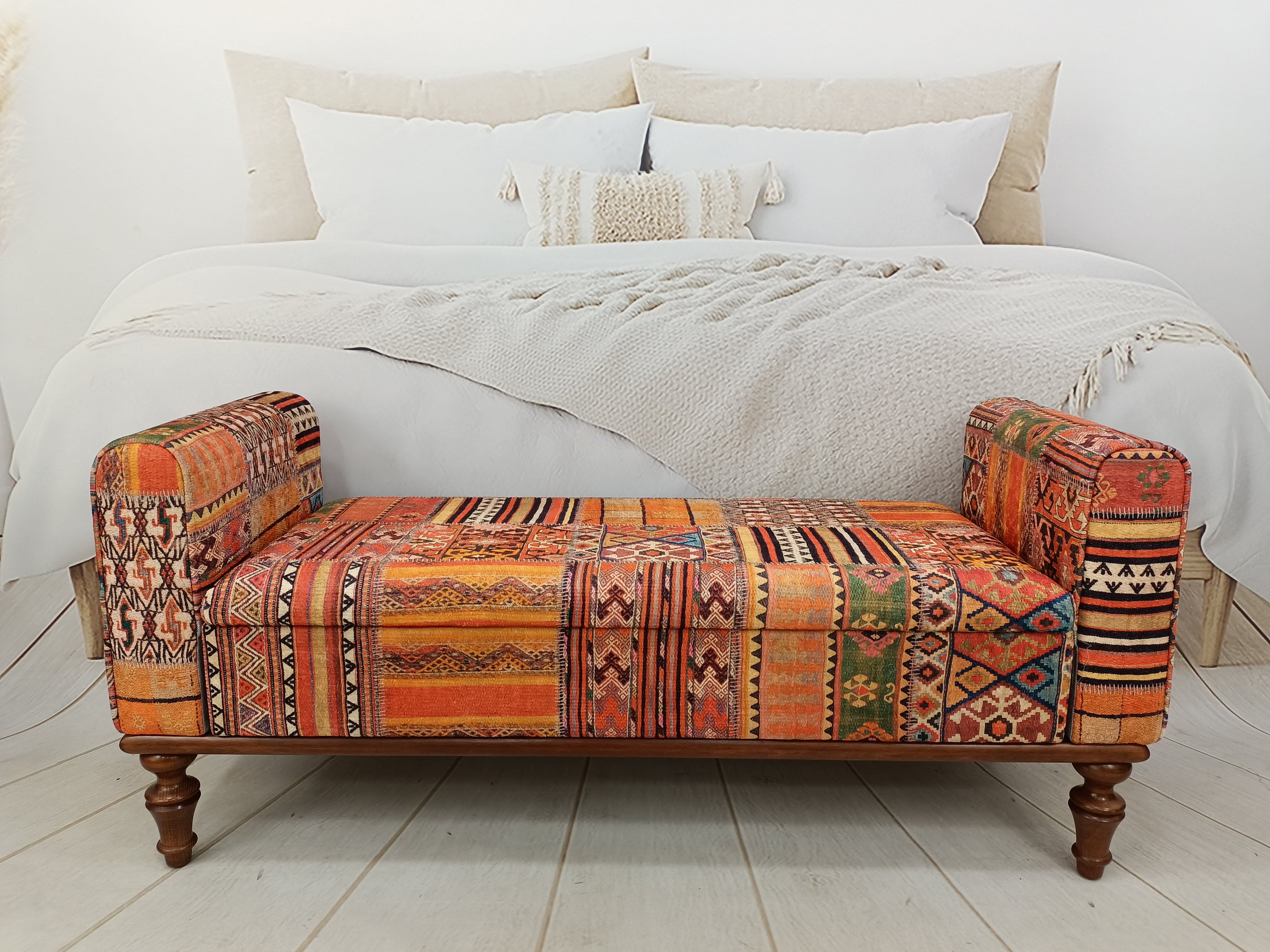 Bench with arms and storage hot sale