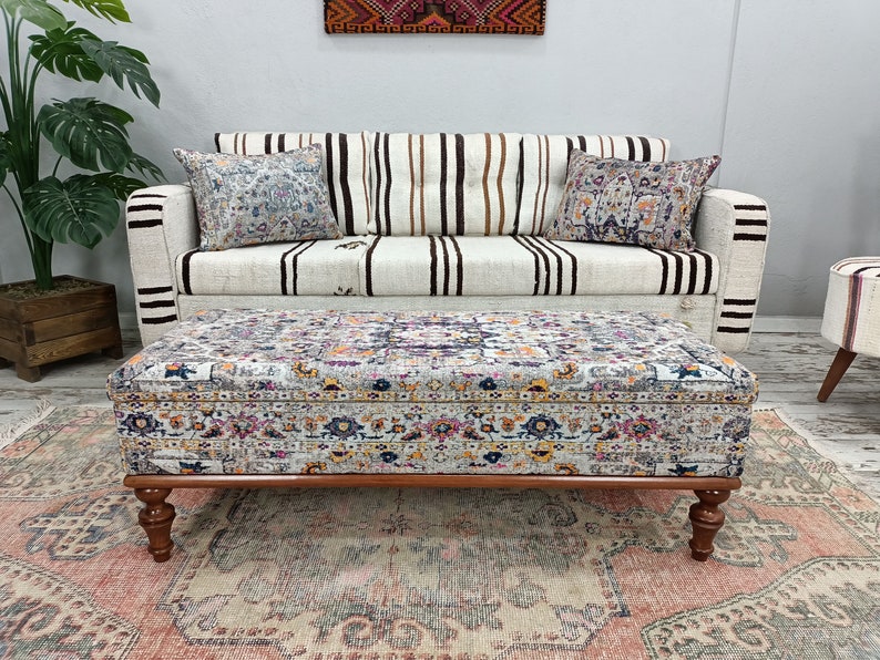Hallway Bench, Bohemian Bench, Bedroom Storage Bench, Upholstered Ottoman, Trunk Coffee Table, Lounge Bench, Living Room Bench, ST- 100