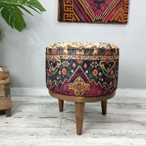 Vanity Stool, Dressing Table Stool, Bean Bag Ottoman, Boho Stool, Accent Chair, Turkish Stool, Round Pouf, Button Bench, Footstool, FS 870