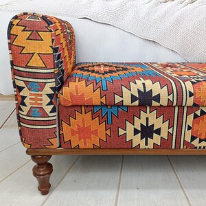 Storage Loveseat, Armed Ottoman Bench, Living Room Bench, Orange Sofa Couch, Aztec Bench, Upholstered Bench, Bed Benches, ST 18x51 00