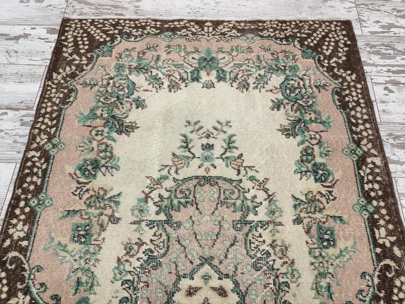 botanical rug, handmade wool rug, multicolor rug, turkish oushak rug, foyer rug, rug for gift, vintage rug, amazing rug, 3.8x6.9 ft, VT 764