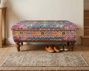 Ottoman Storage Bench, Upholstered Ottoman, Footstool Bench, Bedroom Organizer, Entry Ottoman, Hallway Organizer, Wood Bench, ST- 40