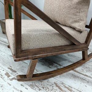 Mecedora artesanal, silla de madera maciza, silla cómoda, muebles de patio, silla de interior y exterior, silla de dormitorio, silla de descanso, RC 1033 imagen 5