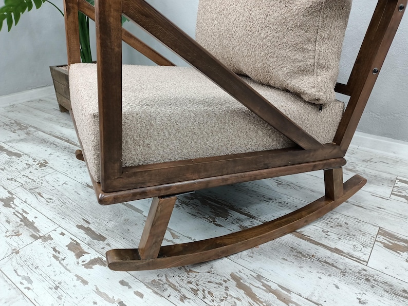 Mecedora artesanal, silla de madera maciza, silla cómoda, muebles de patio, silla de interior y exterior, silla de dormitorio, silla de descanso, RC 1033 imagen 5