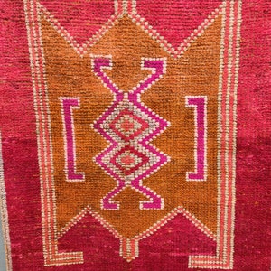 pink oushak rug, rug with fringes, pastel decor rug, eco friendly rug, soft pile rug, turkish vintage rug, soft runner, 3 x 11.5 ft, VT 4597 image 5