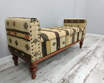 Lagerung Ottoman, gepolsterte Bank, Bank mit Armen, Schlafzimmer Truhe, Chesterfield Bank, Country Sofa, Eingangsbank, Vintage Bank, ST- 51