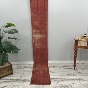 eco friendly rug, red runner rug, retro rug, wedding rug, organic rug, turkish vintage rug, stair rug, corridor rug, 1.6 x 9.7  ft, VT 4795