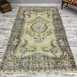 floor rug, antique rug, vintage rug, bedroom rug, turkish rug, floral kitchen rug, laundry rug, rustic rug, 5.1 x 8.9 feet, VT 1583 image 2