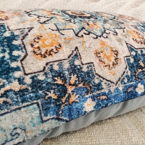 lumbar pillow, pillow with flowers, blue pillow cover, throw decor pillow, authentic pillow, mini pillow sham, beeding pillow, PT 869 image 9