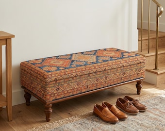 Banco de almacenamiento, mesa de centro tipo baúl, banco tapizado, banco otomano, banco de pasillo, mesa de centro con almacenamiento, banco para zapatos, banco bohemio, ST-63