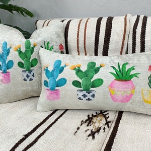 Almohada con diseño de cactus, almohada decorativa, funda de almohada decorativa, cojín para silla, almohada para sofá, funda de almohada de refuerzo, funda ecológica, regalo bonito, PT 878
