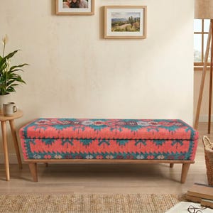 Ethnic Kilim Pattern Storage Bench Organizer | Entryway Furniture Home Decor, ST- 120
