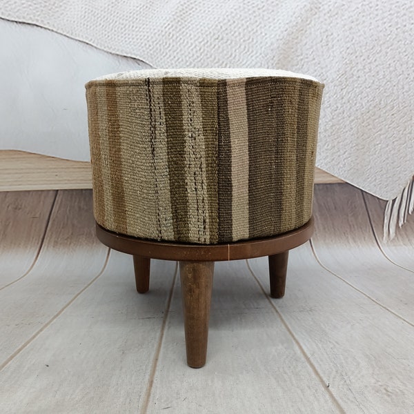 Silla puf, Silla de maquillaje, Silla retro, Silla otomana, Silla puf, Reposapiés con patas, Taburete circular, Silla decorativa, Silla baja, FS 1117