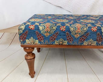 Upholstered Bench, Entryway Bench, Modern Ottoman, Handmade Furniture, Blue Fabric Bench, Piano Bench, Funky Chair, Window Seat, BENCH 893