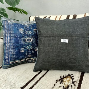 bohemian cushion, navy blue pillow, modern pillow cover, rug design pillow, cushion pillow, couch pillow, turkish pillow cover, PT 868 image 8