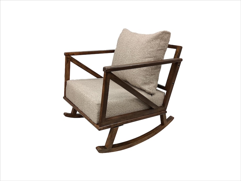 Mecedora artesanal, silla de madera maciza, silla cómoda, muebles de patio, silla de interior y exterior, silla de dormitorio, silla de descanso, RC 1033 imagen 3
