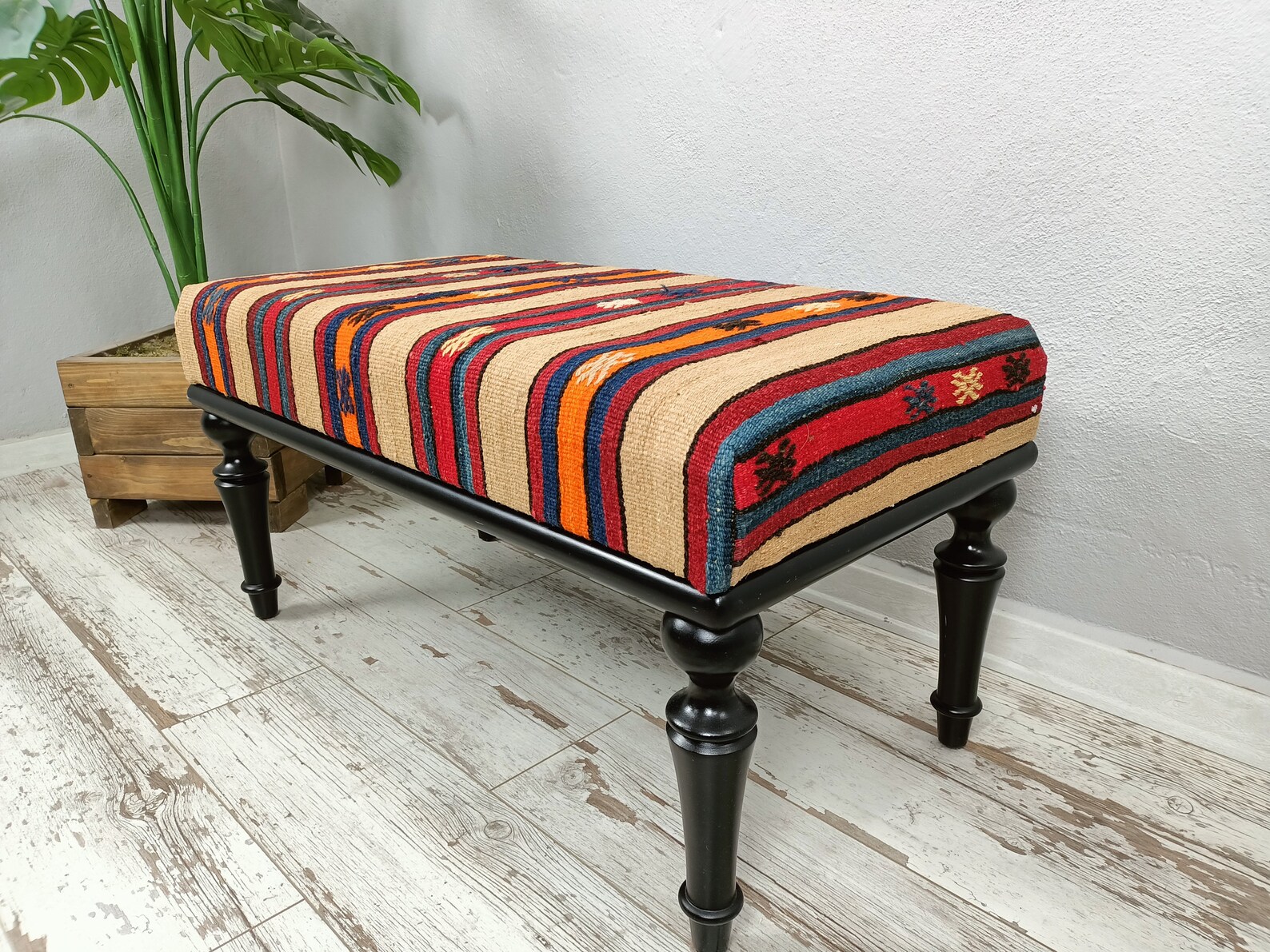 Upholstered Bench Dining Table Seat Vintage Coffee Table | Etsy