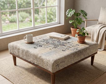 Coffee table ottoman, Upholstered bench, Center table, Low table, Bohemian table, Footstool bench, Living room bench, Tea table, 36x36 VT 41