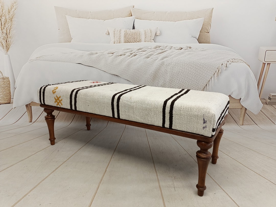 Dressing Table Bench Mid Century Modern Upholstered Bench Etsy