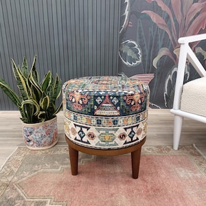 Round pouf stool, Bedroom pouf, Footstool ottoman, Tufted stool, Piano chair, Moroccan pouf, Footrest bench, Make up stool, FS 160