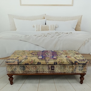 bedroom storage, entry bench, shoe storage, bohemian bench, handmade furniture, ottoman bench, footstool bench, boho bench, ST 18x48 225