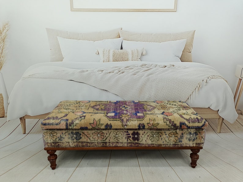 bedroom storage, entry bench, shoe storage, bohemian bench, handmade furniture, ottoman bench, footstool bench, boho bench, ST 18x48 225