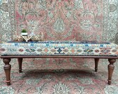 bedroom ottoman bench, wood bench, boho chair, dining table bench, ottoman bench seat, turkish rug bench, long ottoman bench,