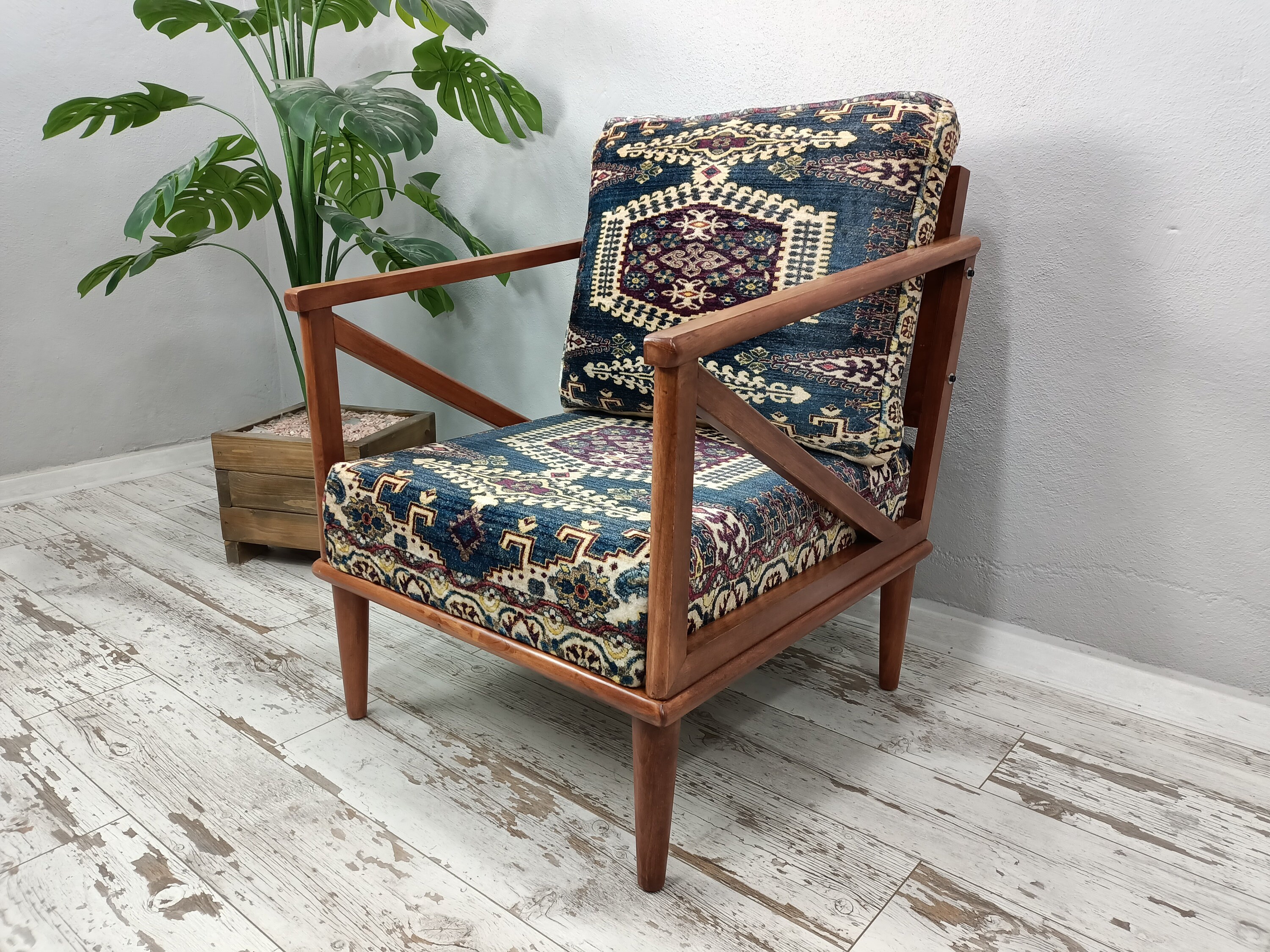Silla decorativa con otomana, silla de sala y juego otomano, silla de club  de tela moderna, asiento tapizado para sala de estar, dormitorio