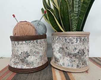 plant pot holder, ethnic basket, flower pot basket, yarn basket, bedroom organizer, soft basket, plant hanger, plant bag, plant cozy, PTB 64