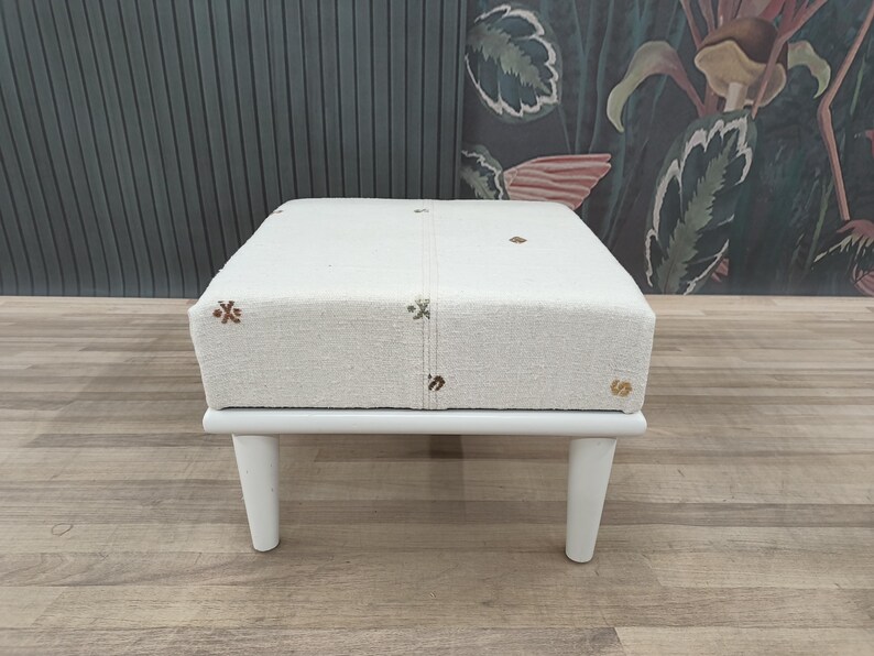 Handmade Furniture, Dressing Table Bench, Footstool Bench, Coffee Stool, Porch Chair, Kilim Rug Bench, Floor Chair, Boho Bench, VT 994 18x18