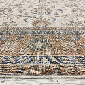 sustainable area rug, earth tone rug, studio rug, oversize turkish rug, living room rug, framed rug, floral vintage rug, 8.2x11.7 ft, VT5879