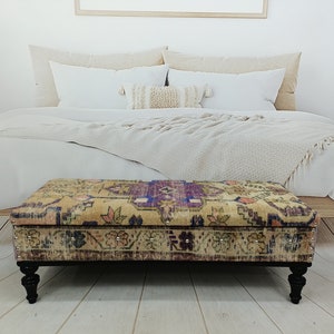 bedroom storage, entry bench, shoe storage, bohemian bench, handmade furniture, ottoman bench, footstool bench, boho bench, ST 18x48 225