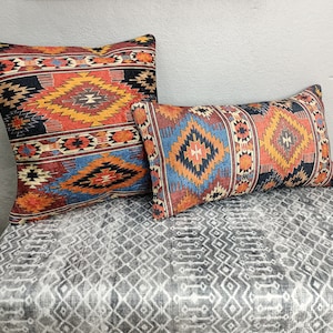 bohemian cushion, aztec pillow cover, kilim design pillow, ethnic lumbar pillow, 12x24 pillow cover, fireplace cushion, throw pillow, PT 00